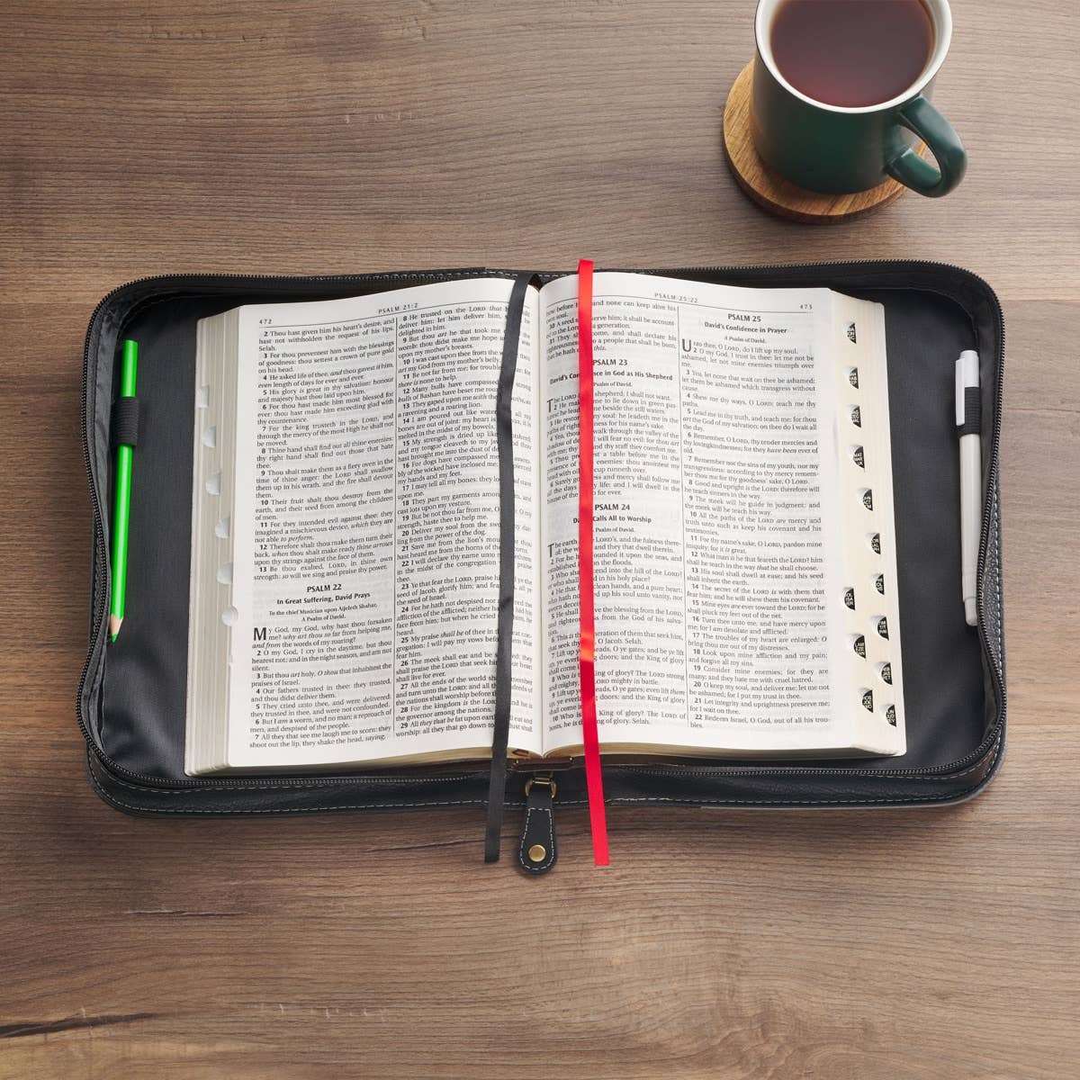 Bible Cover Classic Two-tone Gray/Black Be Strong Josh 1:9 M