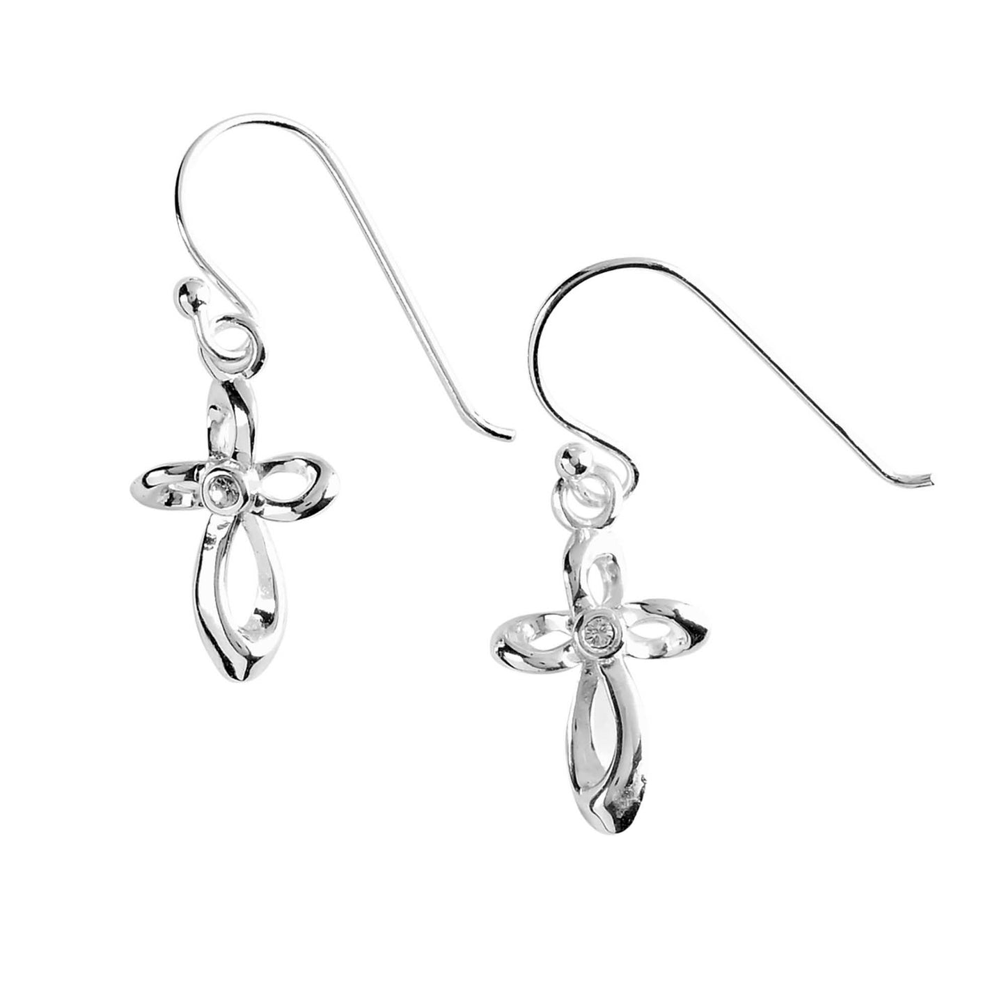 Earrings Ribbon Cross Silver-Plated