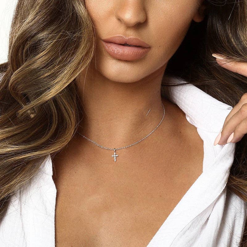 Dainty Cross CZ Necklace