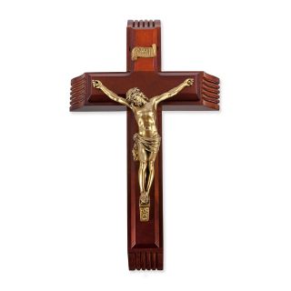 12" Dark Cherry Wood Sick Call Set with Museum Gold Finish Corpus