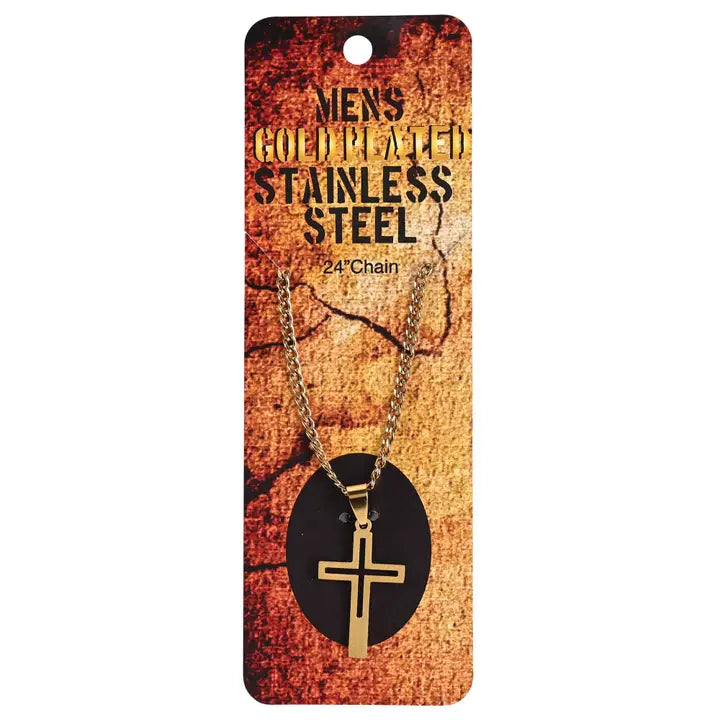 Gold Plated Cut Out Cross Necklace