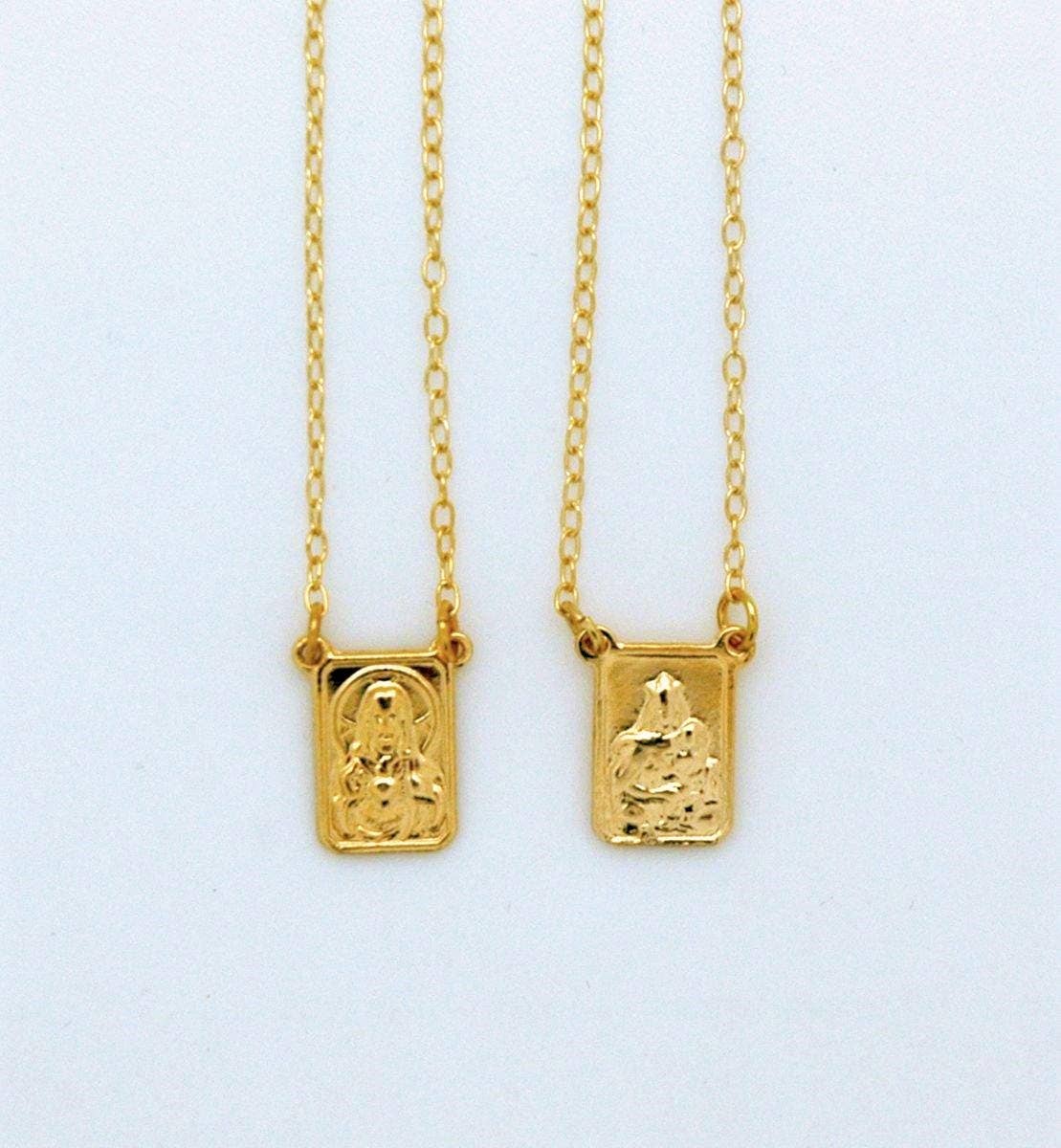 Shiny Gold Brazilian Scapular Necklace