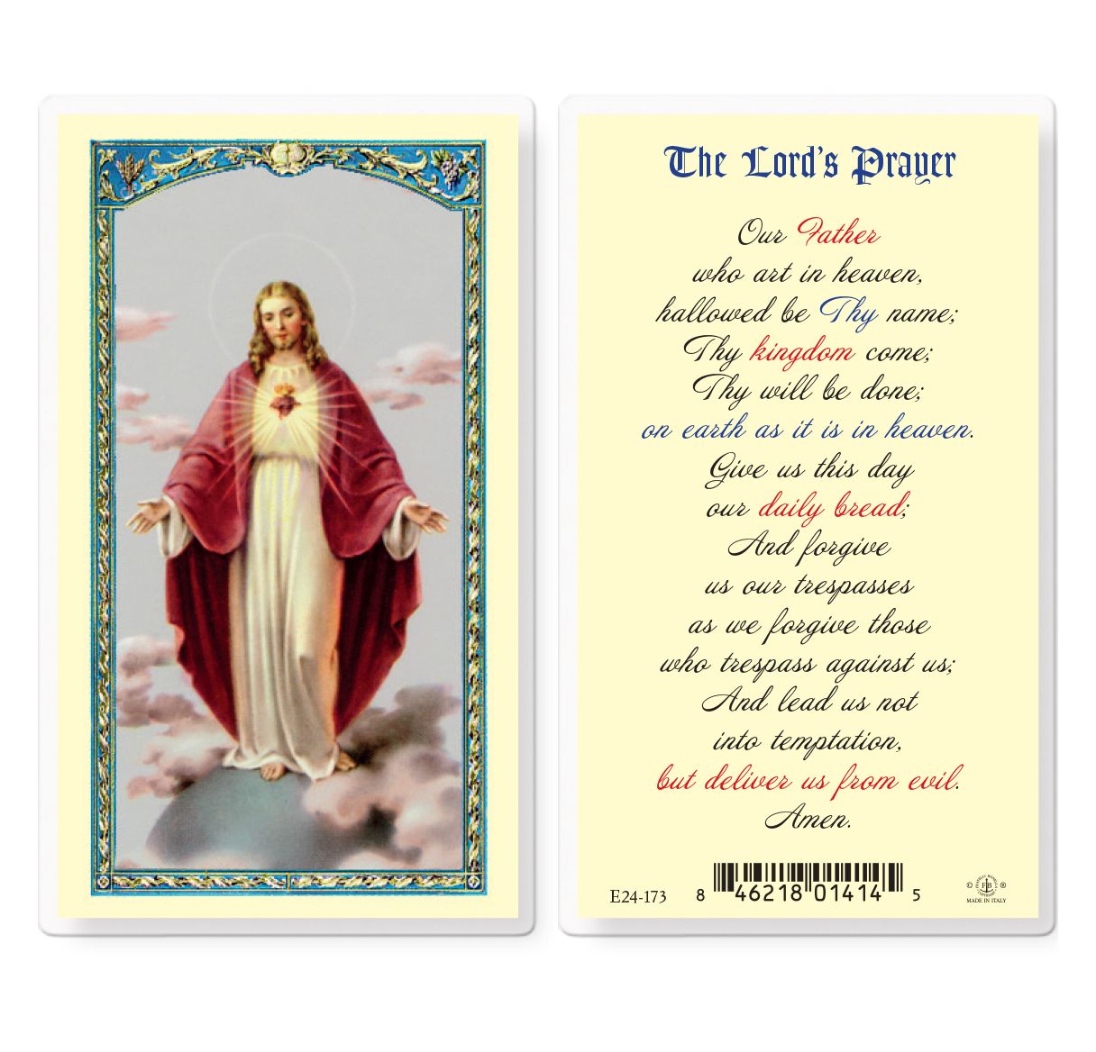 The Lord's Prayer Sacred Heart Holy Card