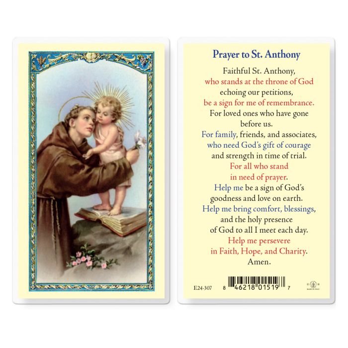 St. Anthony Laminated Prayer Card