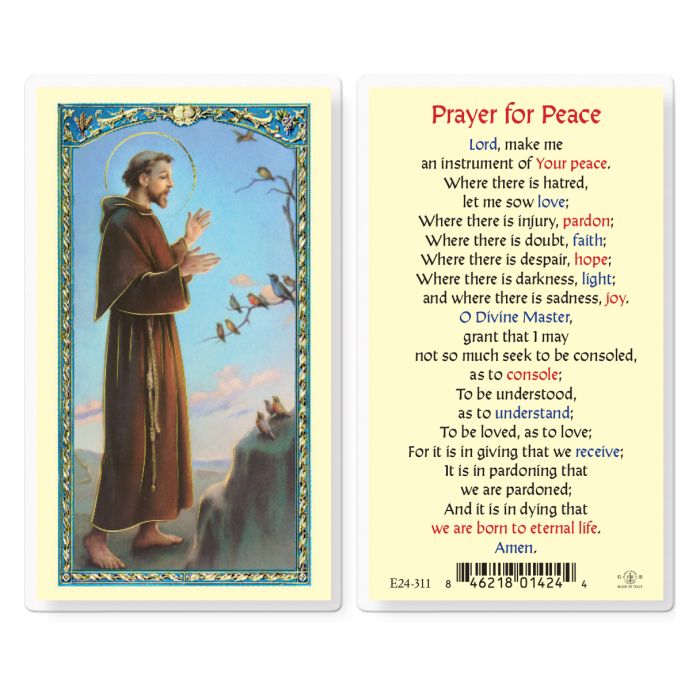 St. Francis Laminated Prayer Card