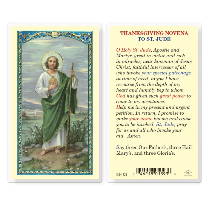 St. Jude Laminated Holy Card