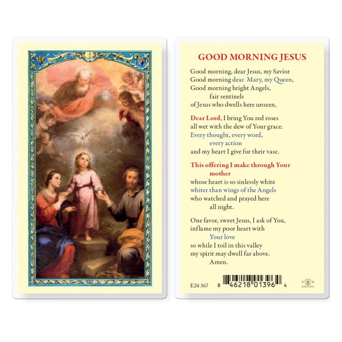 Good Morning Jesus Laminated Holy Card