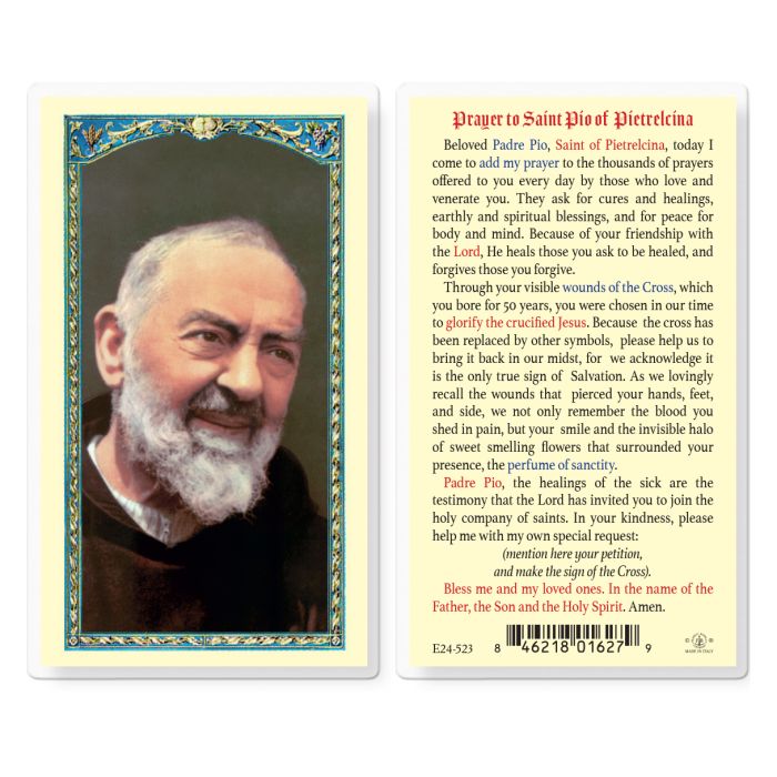 St. Padre Pio Laminated Holy Card