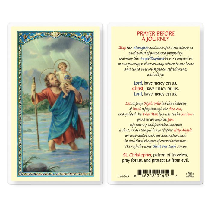 St. Christopher Laminated prayer card