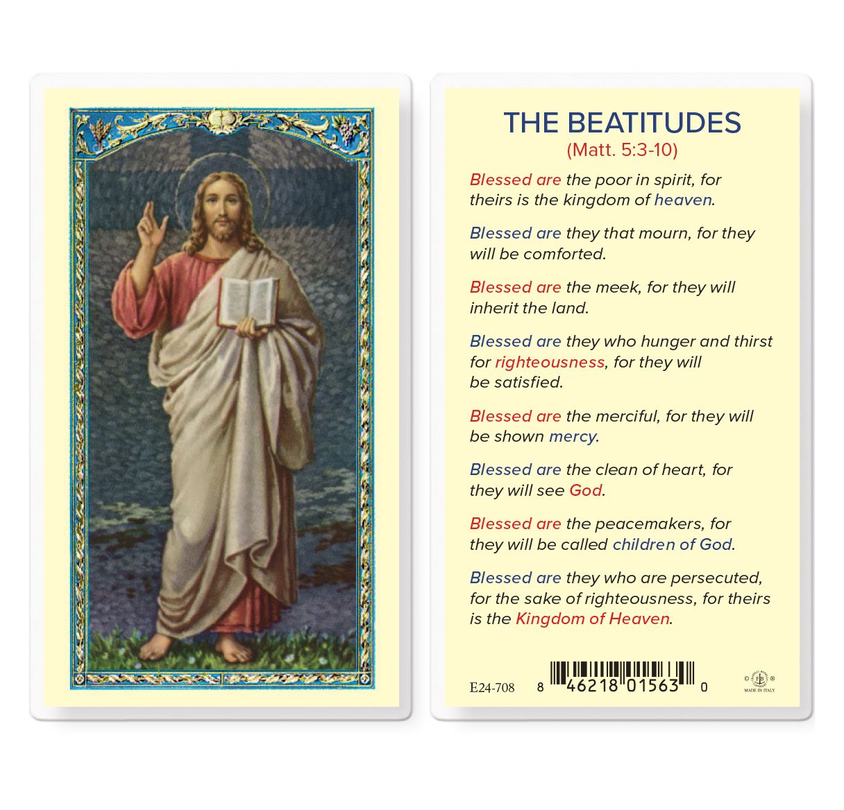 The Beatitudes the Christ Blessing Holy Card