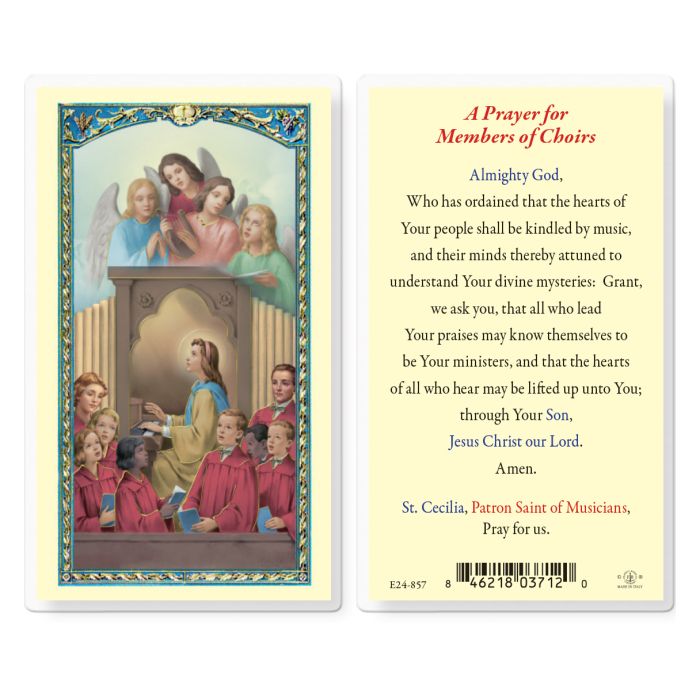 Prayer for Choir Members Laminated Holy Card