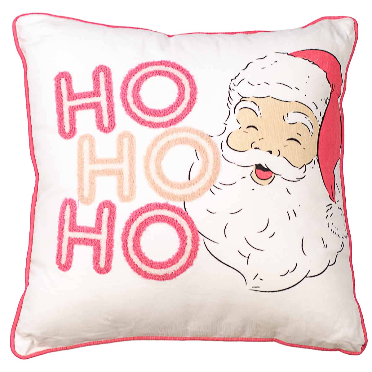 HoHoHo Santa Pillow Soft White/Pink 18x18