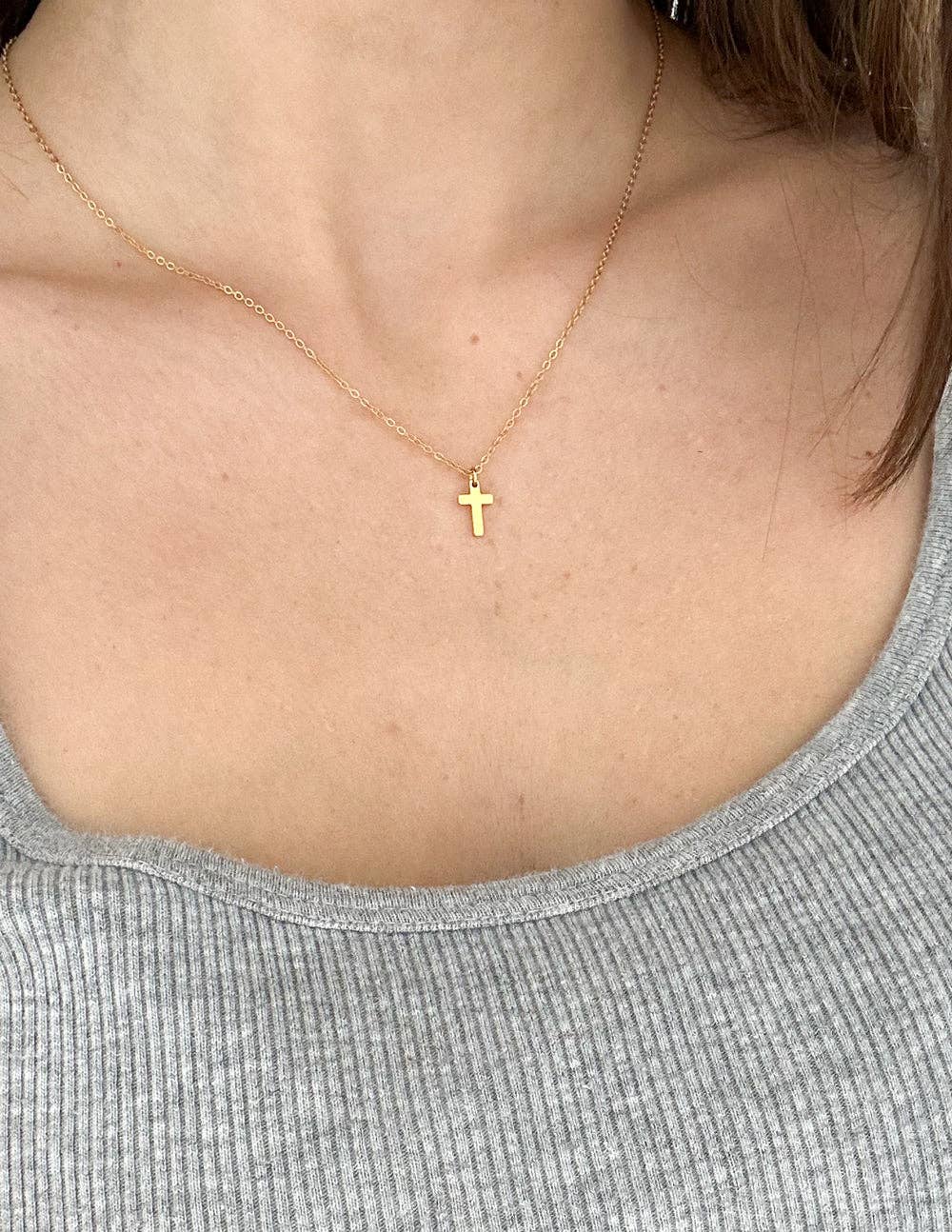 Petite Gold Cross Necklace