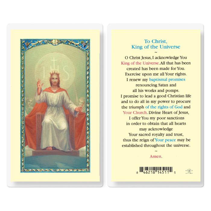 Christ the King Laminated Holy Card