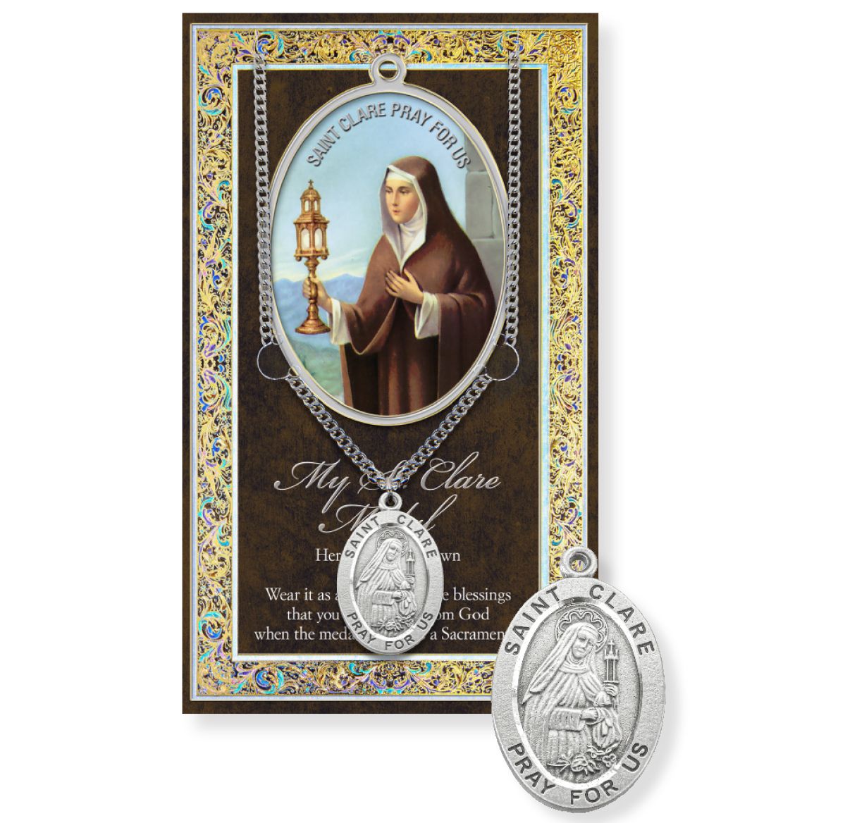 St. Clare Pewter Medal Necklace