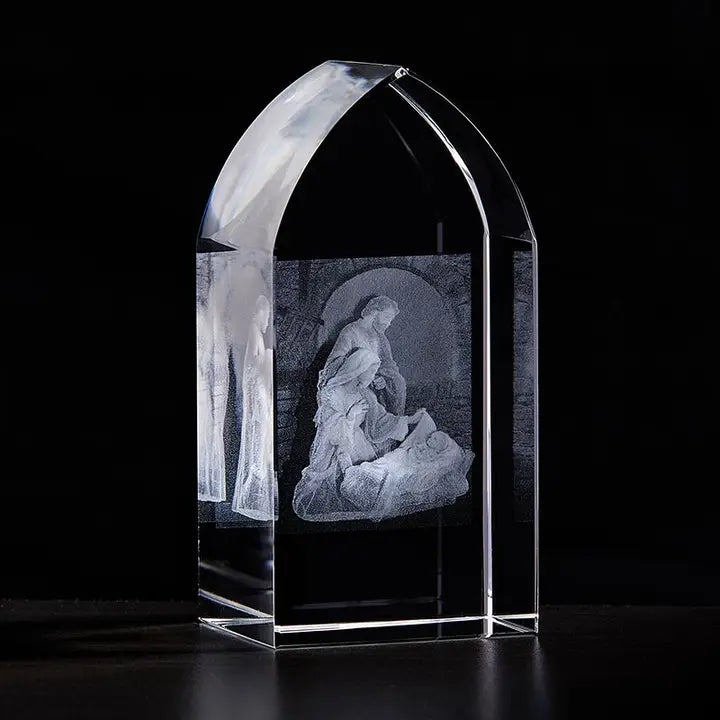 Holy Family Etched Glass 3"