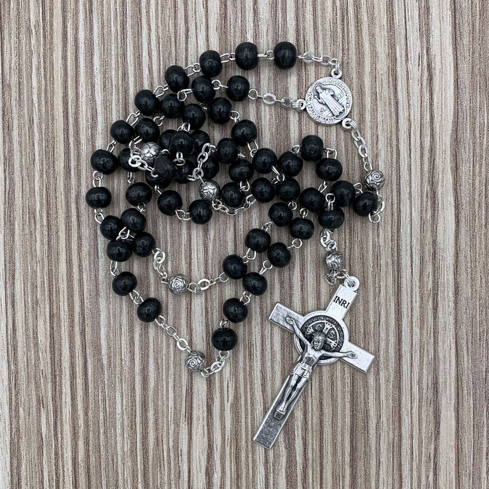 St. Benedict Black Wooden Rosary