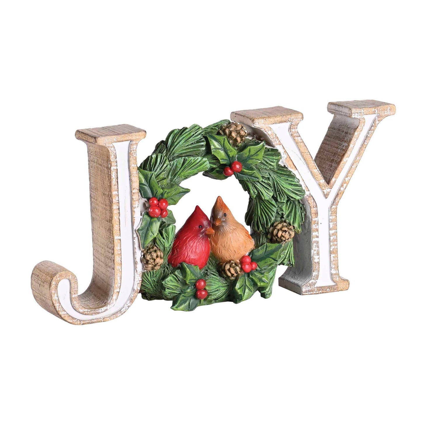 Christmas Figurine Cardinals Joy Wreath