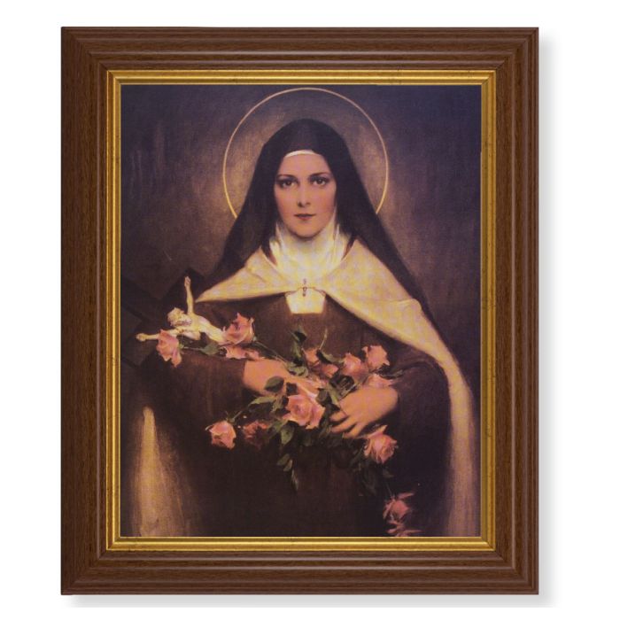 Walnut Finished Beveled St. Therese Print