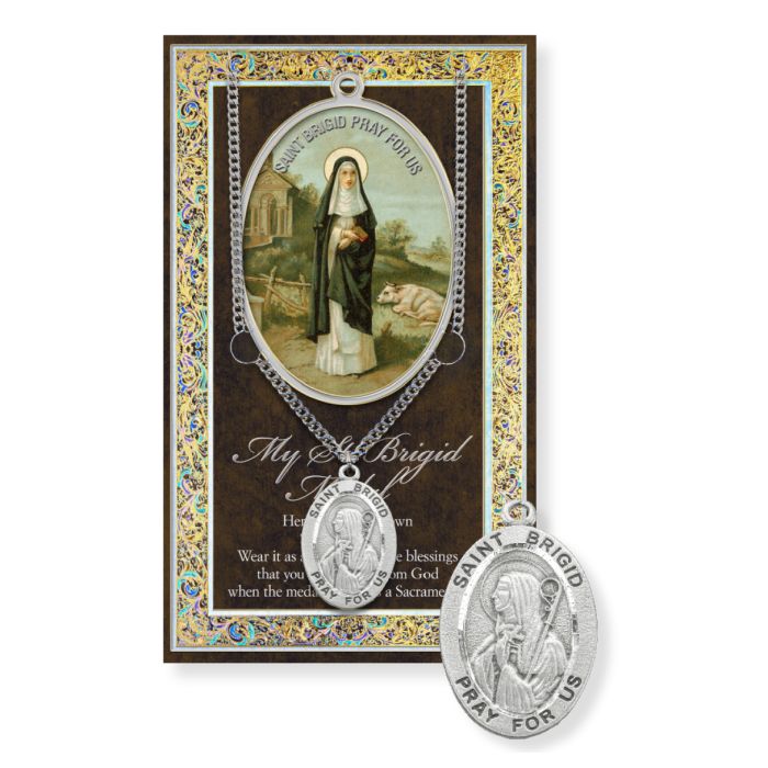 St. Brigid Pewter Medal Necklace