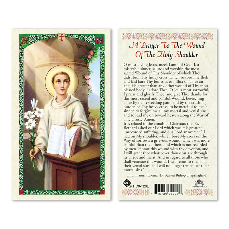St. Bernard/Wound of the Holy Should Laminated Holy Card