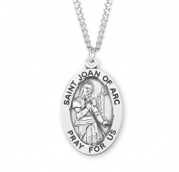 Sterling Silver Saint Joan of Arc Medal 24" Chain