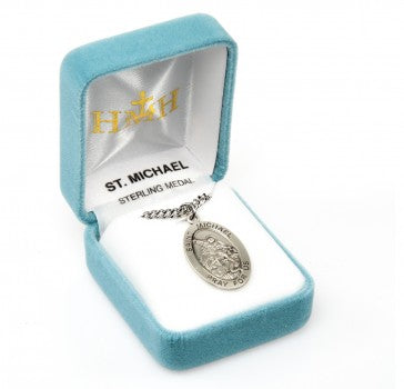 St. Michael Oval Sterling Silver Medal