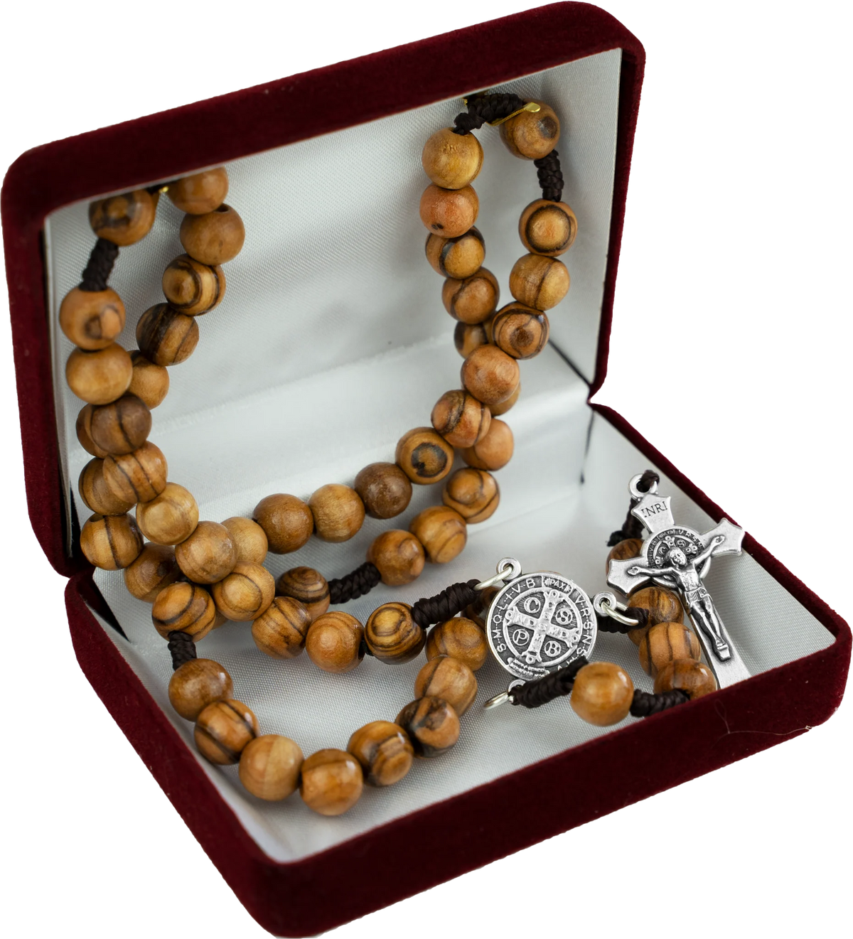 Olive Wood Rosary Saint Benedict