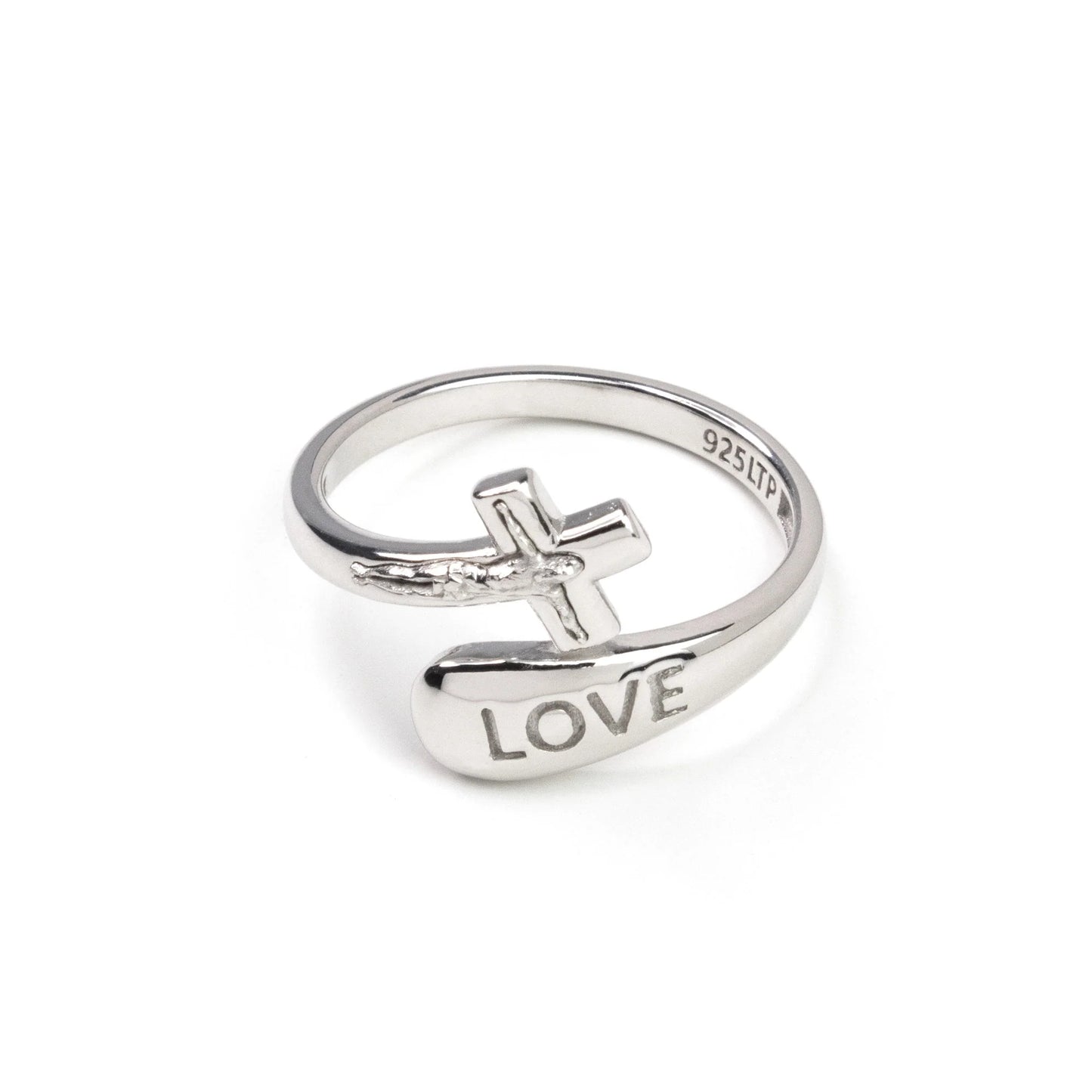 Loved and Crucifix Ring - size 7, adjustable