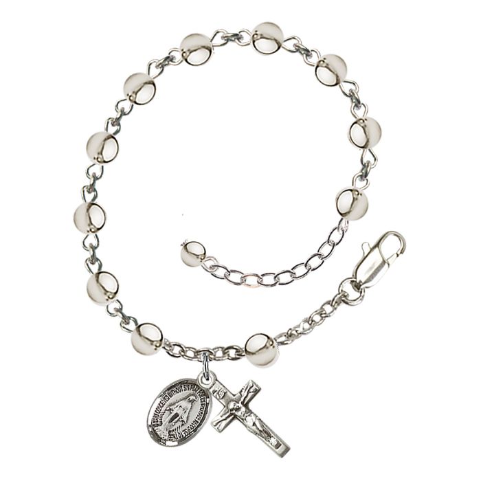 Sterling Silver 5mm Round Rosary Bracelet