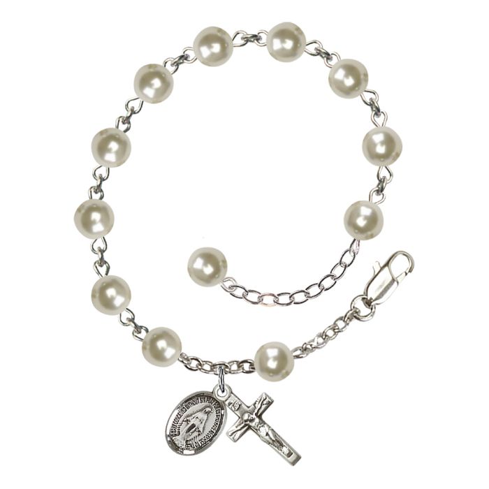 Sterling Silver 6mm Pearl Rosary Bracelet