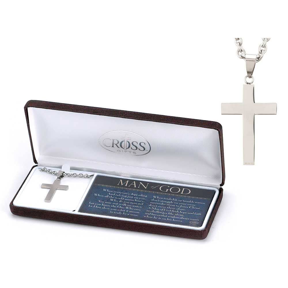 Man of God Stainless Steel Cross Necklace 20" Chain
