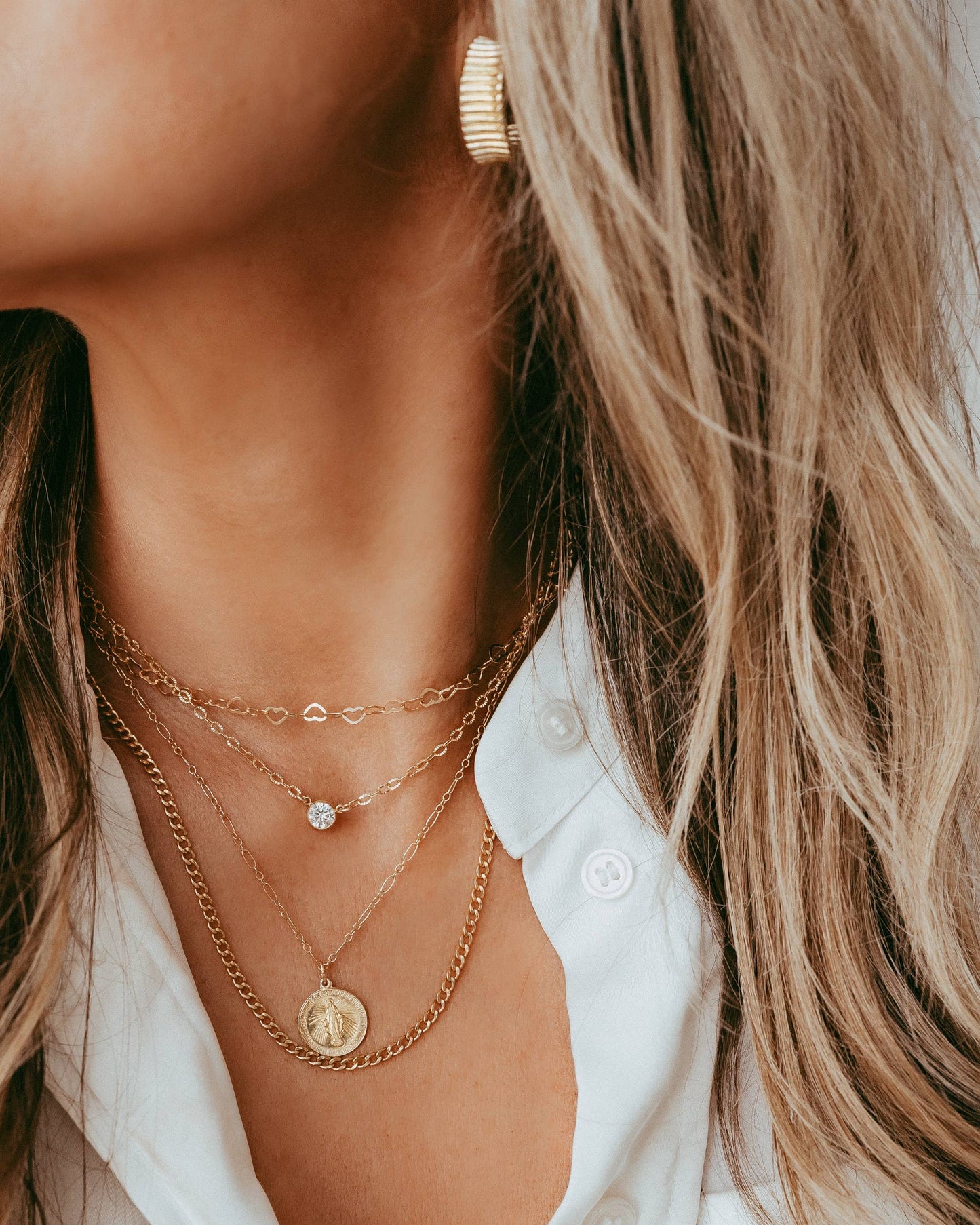 Our Lady Virgin Mary Religious Necklace Gold Filled