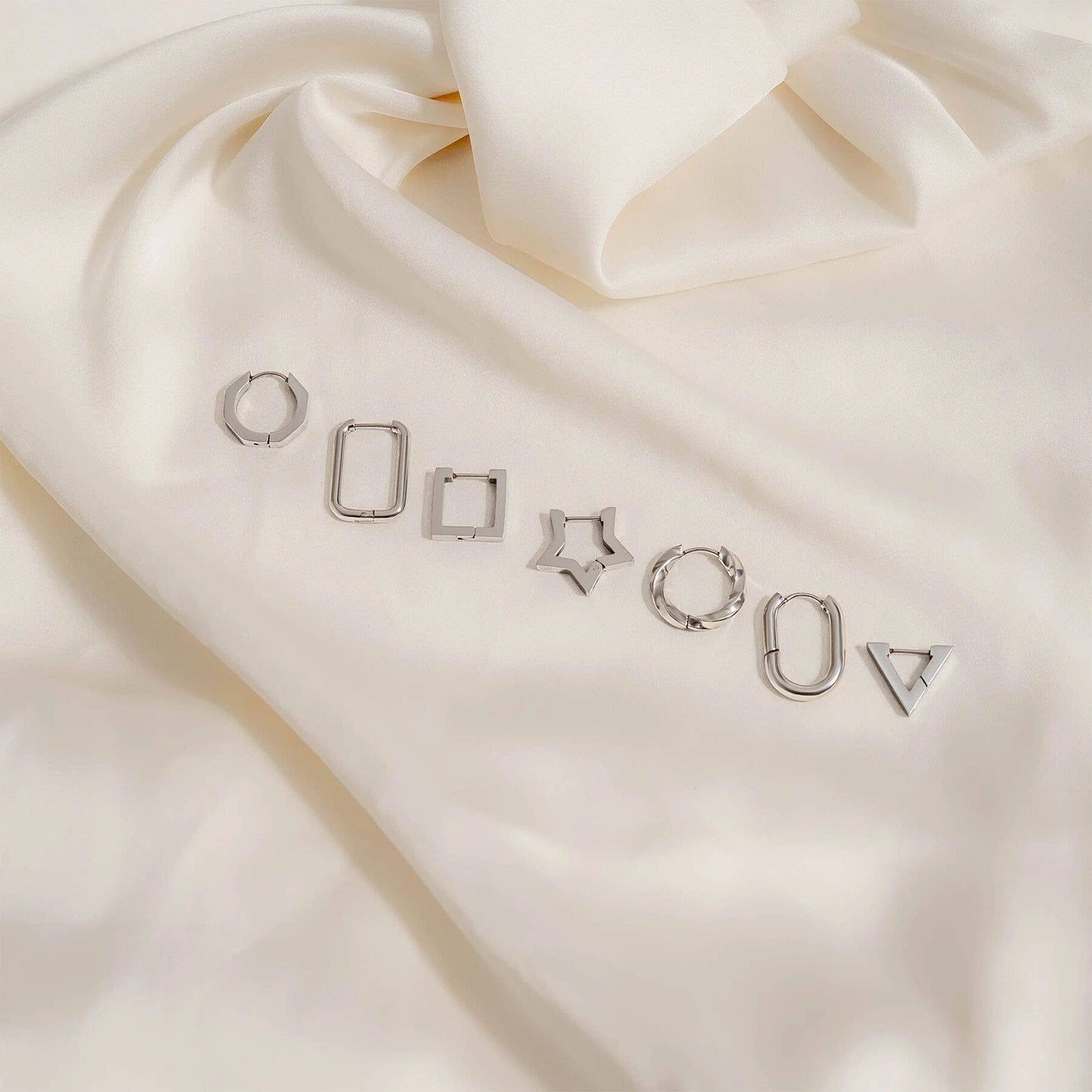 18K Gold PVD Stainless Steel Oval Huggie Earrings