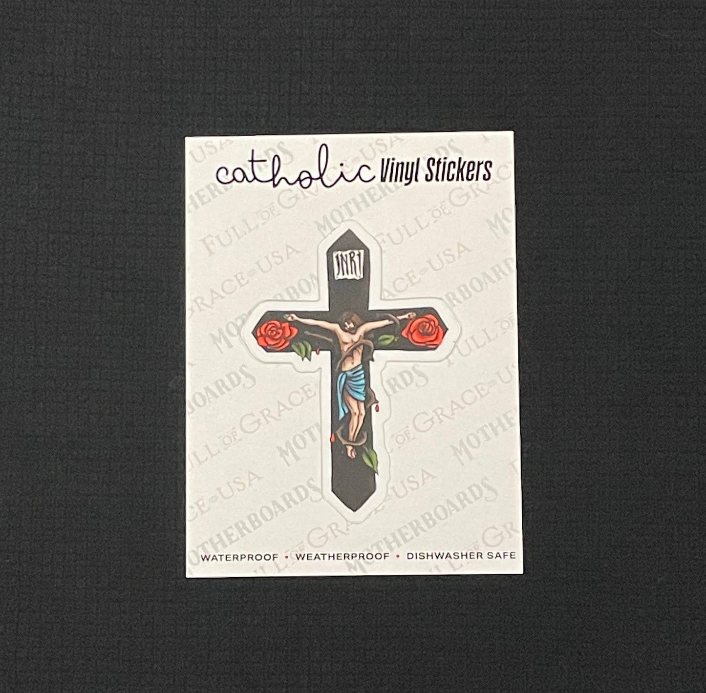 Rose Crucifix Die-Cut Decal