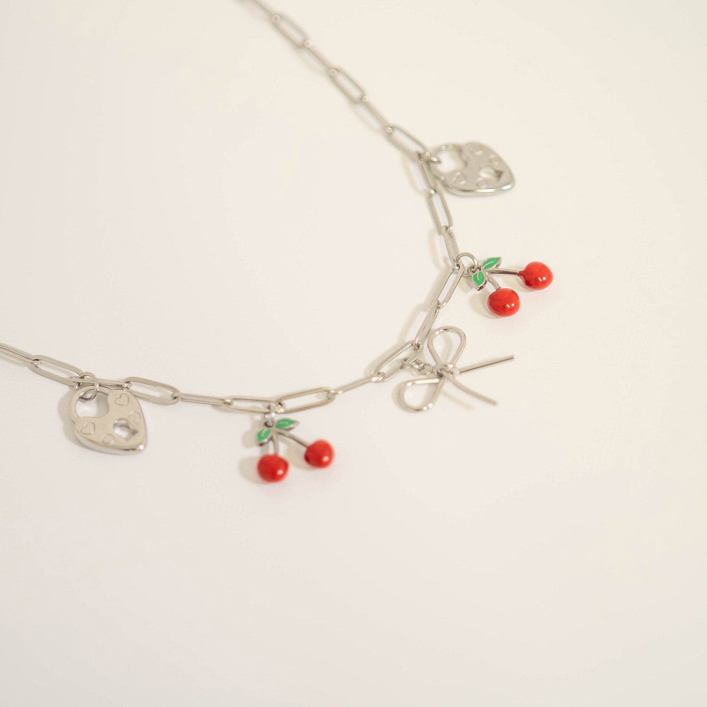 18K Gold PVD Stainless Steel Red Cherry Fruit Charm