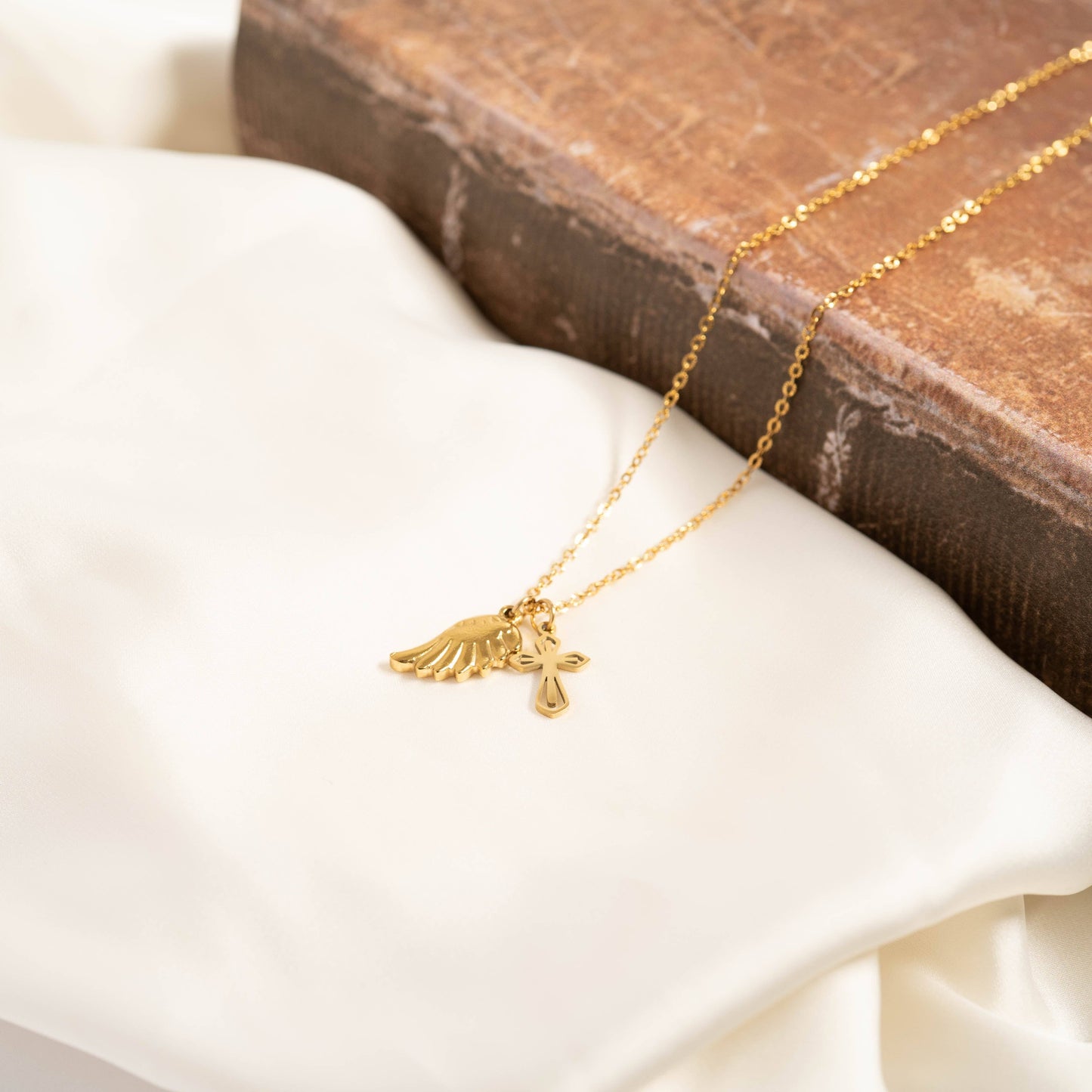 (9pc) 18K Gold PVD Stainless Steel Faith & Love Charm Set