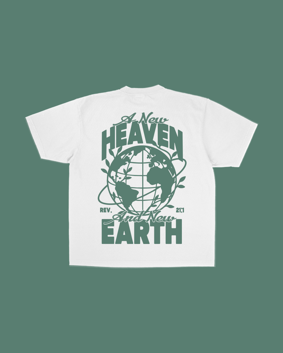 Heaven & Earth White + Green Tee