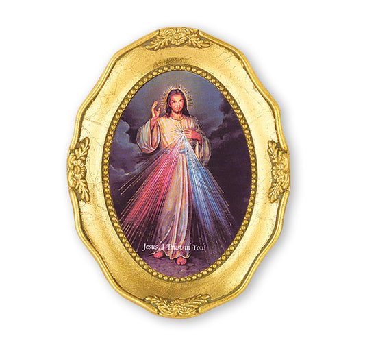 3 1/2" x 4 1/2" Gold Leaf Framed with a Divine Mercy Print