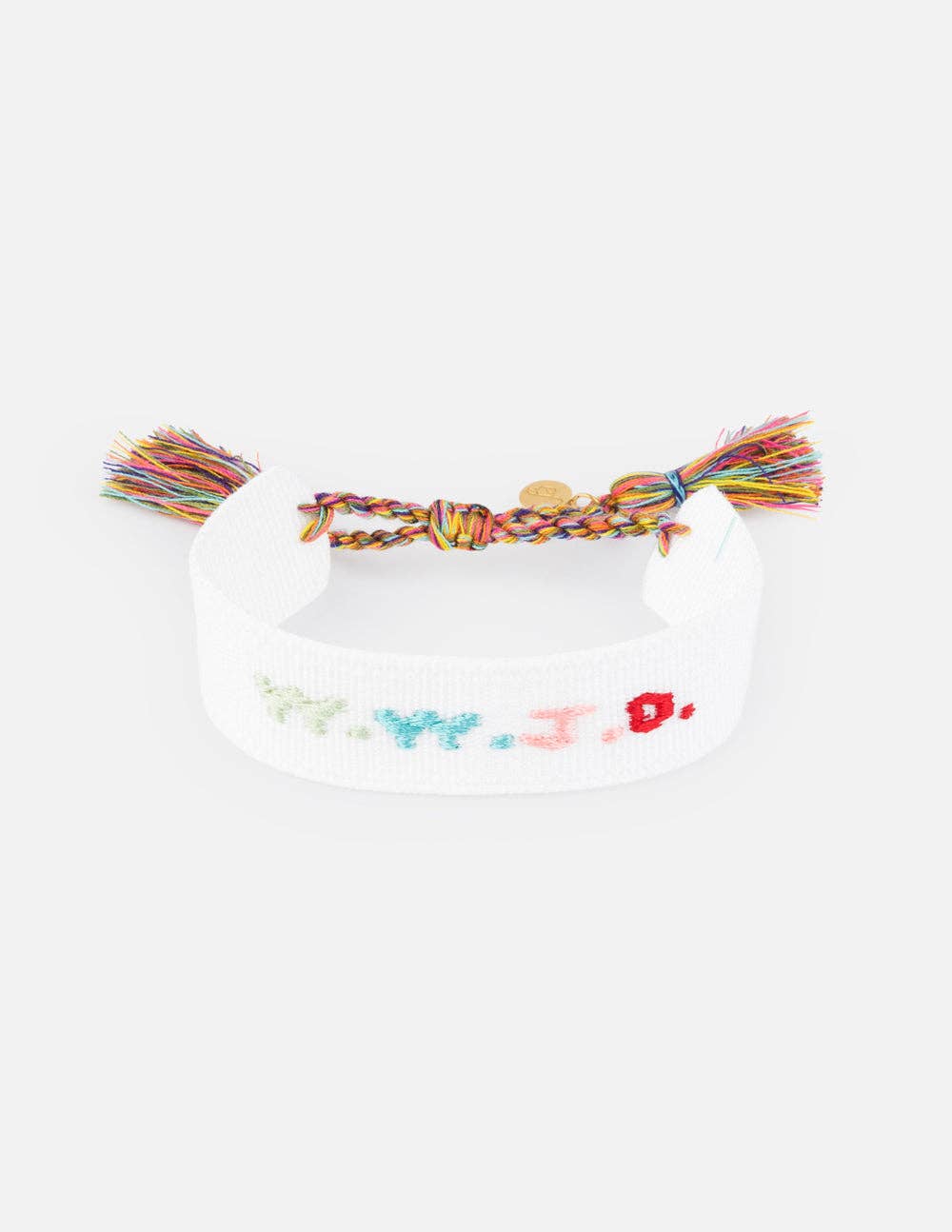 White WWJD Embroidered Bracelet