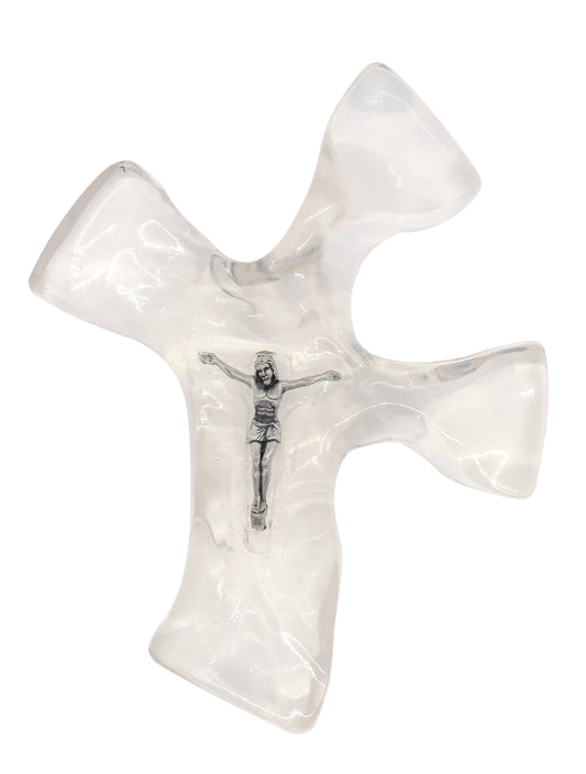 Clear Clinging Cross with Crucifix
