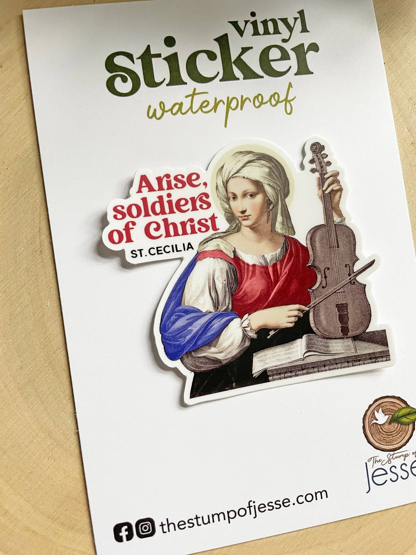 St. Cecilia Waterproof Catholic Sticker