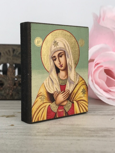 Virgin Mary Praying Silk Screen Icon Magnet