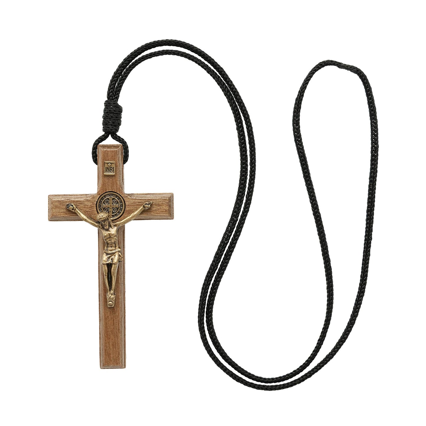 St. Benedict Wooden Crucifix Necklace  