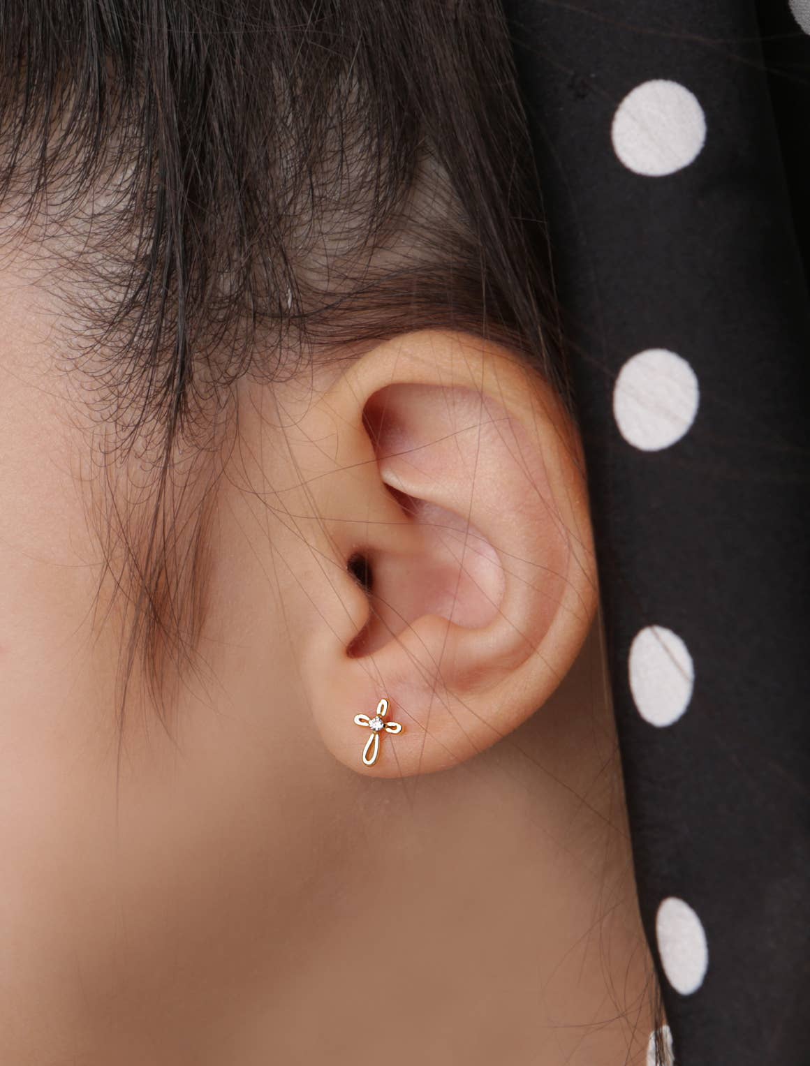 14K Gold-Plated Cross Earrings Baby Girl Baptism Gift