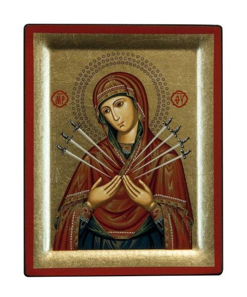 Virgin Mary with Seven Swords Silk Screen Icon