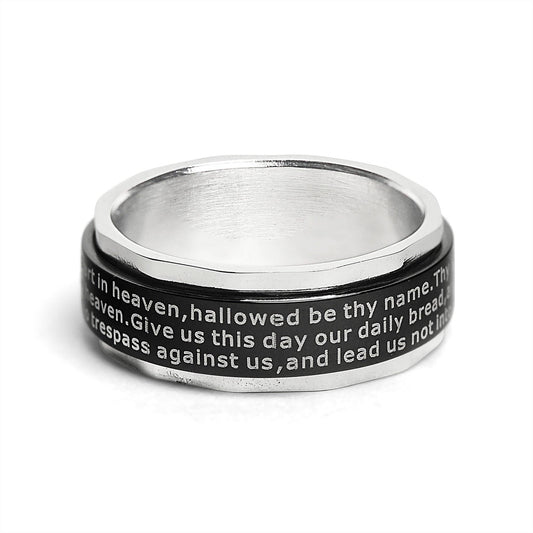 Highly Polished Stainless Steel Lord's Prayer Spinner Center Ring