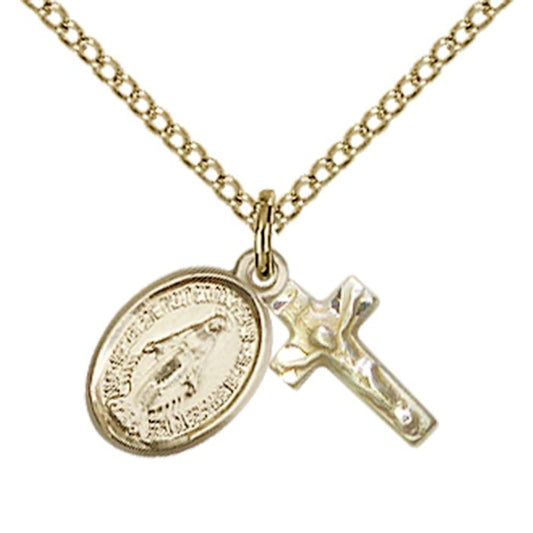 14kt Gold Filled Crucifix and Miraculous Medal Necklace