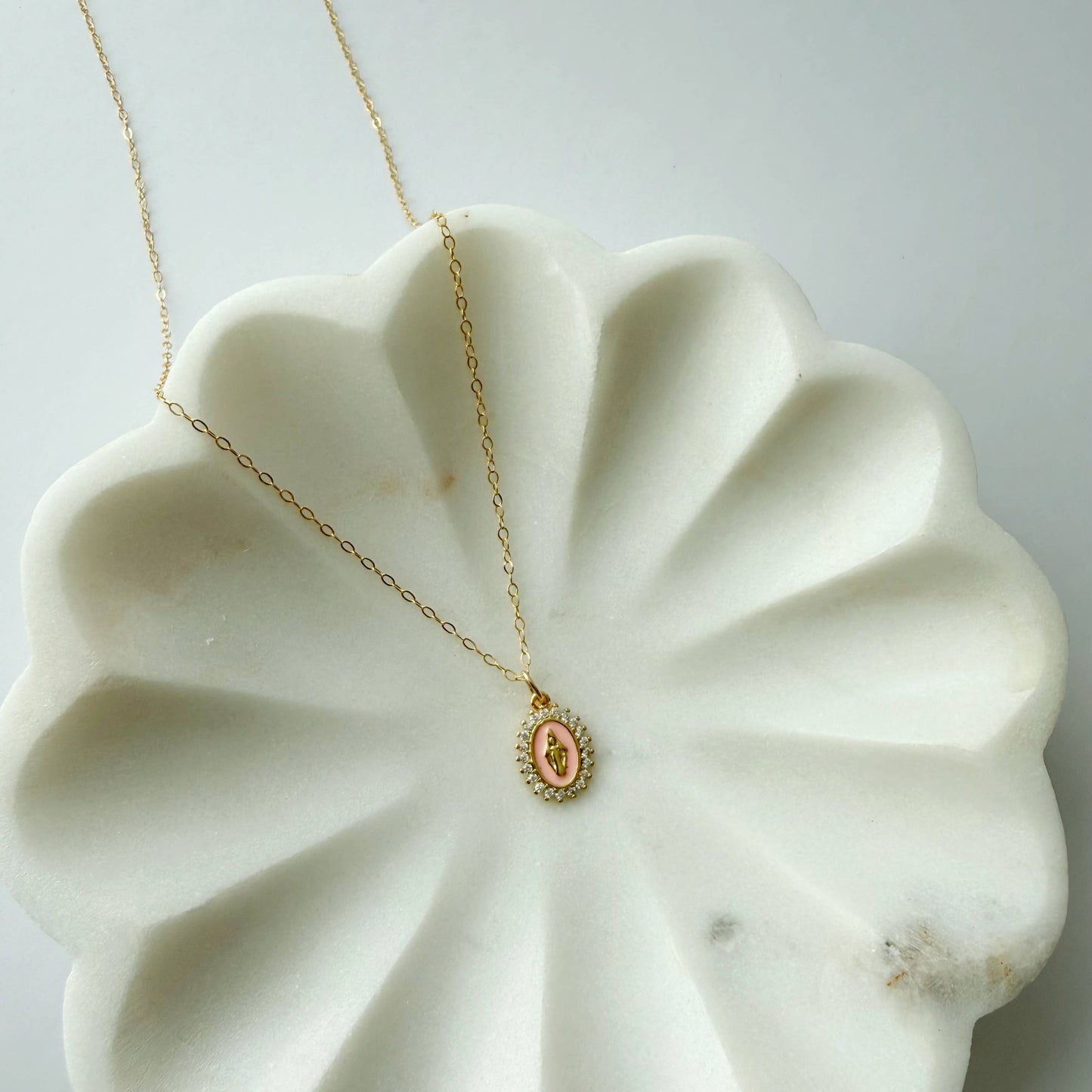 Lourdes Virgin Mary Religious Necklace Gold Filled