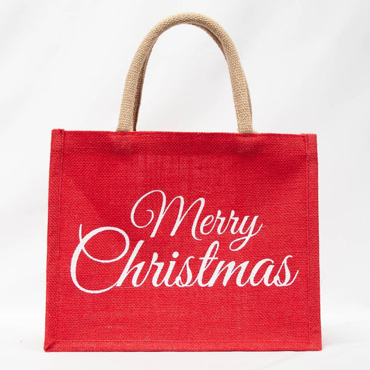 Classic Merry Christmas  Gift Tote   Red/White   12x10x8